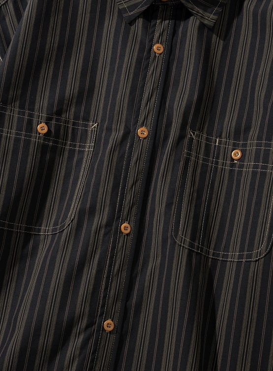 Рубашка Uniform Bridge Vintage Stripe Work Shirts Black