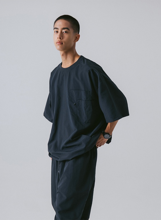 Футболка ANGLAN Ring Nylon Double Pocket Half Tee Navy