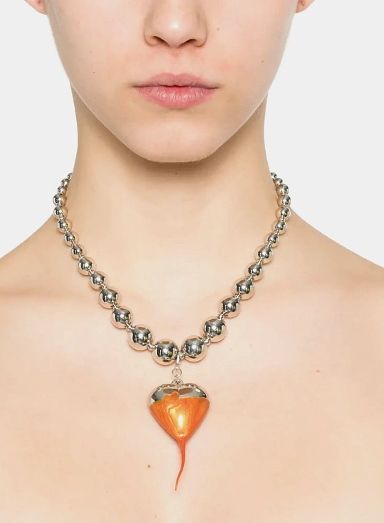 Ожерелье Ottolinger Otto Heart Necklace Silver/Orange
