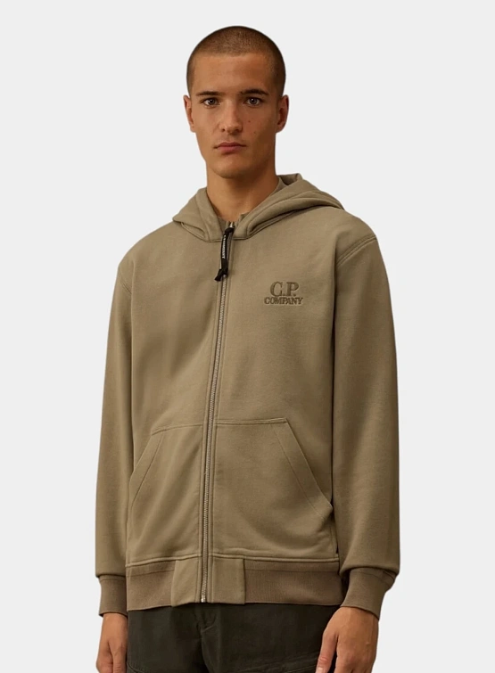 Зип-худи C.P. Company Diagonal Raised Fleece Logo Fallen Rock