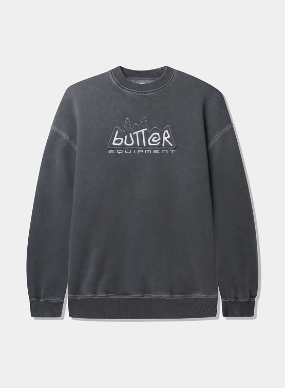 Свитшот Butter Goods Equipment Applique Washed Black