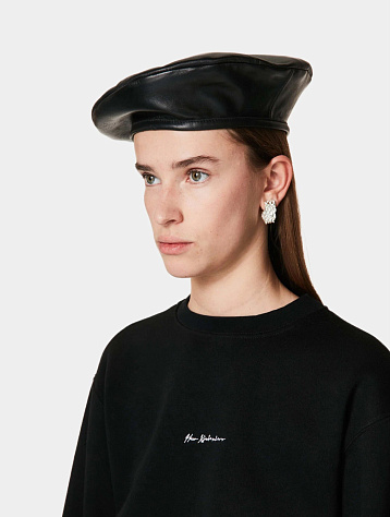 Берет Han Kjøbenhavn Leather Beret Black