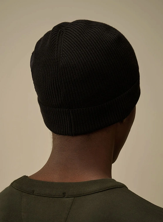 Шапка C.P. Company Extrafine Merino Wool Zip Pocket Black