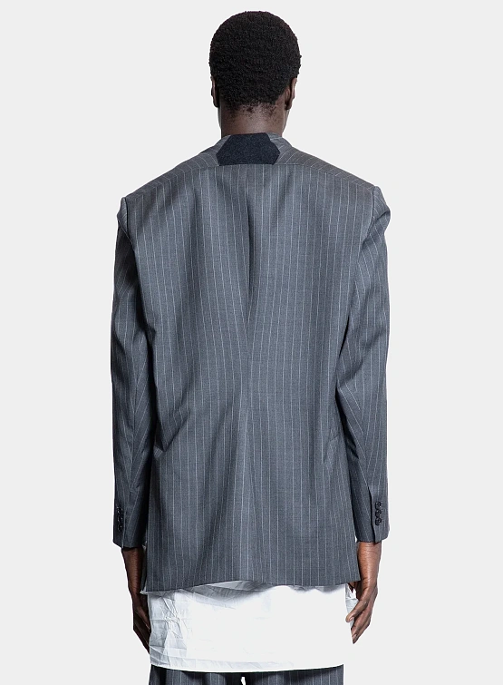 Блейзер Hed Mayner Pinstripe Cashmere Blazer Dark Grey
