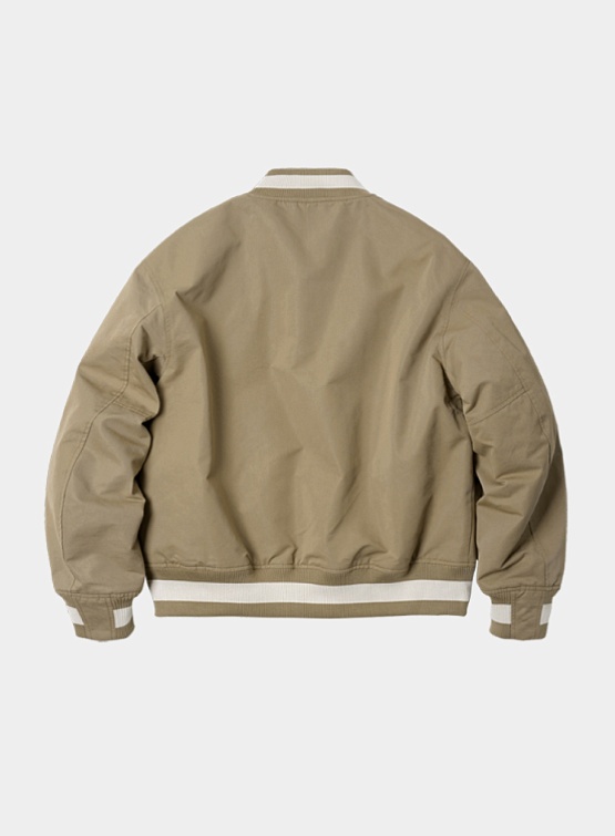 Бомбер FrizmWORKS Cavalry Twill Varsity Jacket Beige