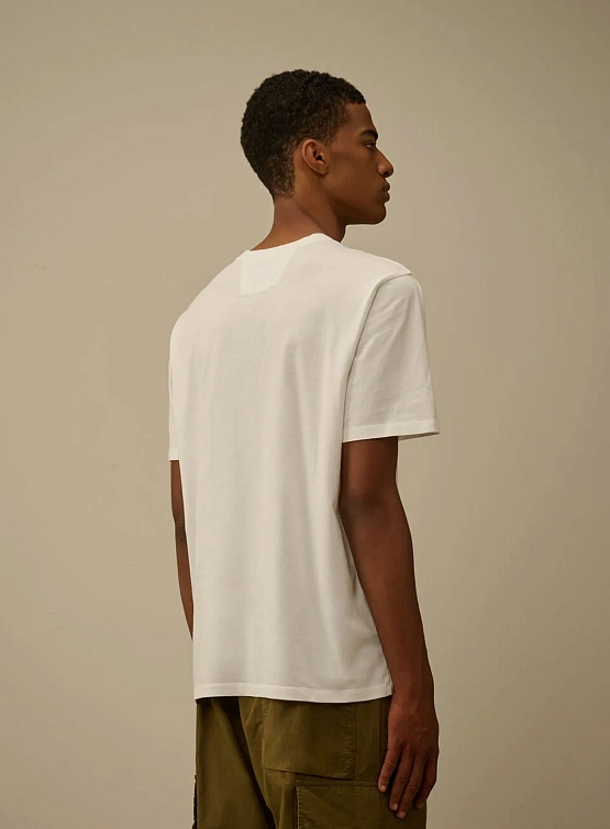 Футболка C.P. Company 30/1 Jersey Logo Patch Gauze White