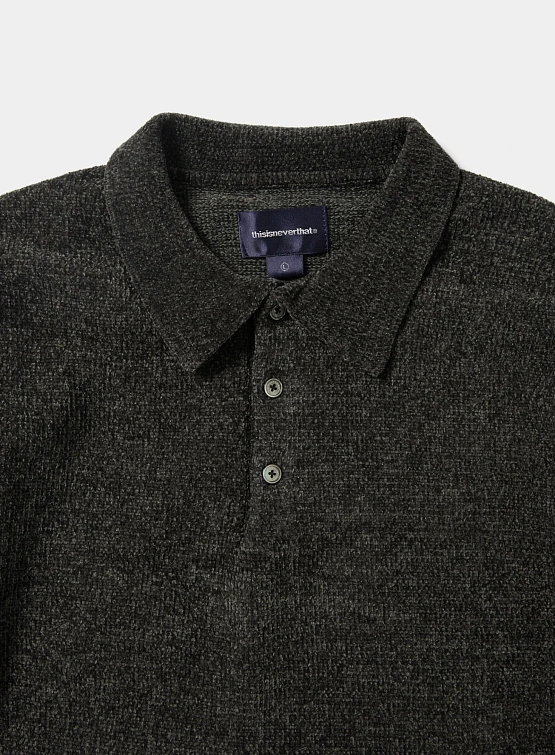Свитер thisisneverthat Velvet Knit Polo Black