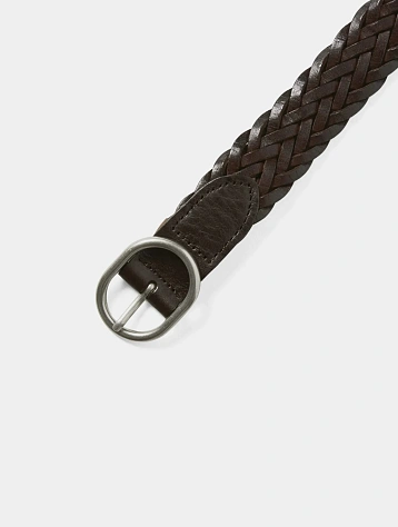 Ремень thisisneverthat Leather Mesh Belt Dark Brown