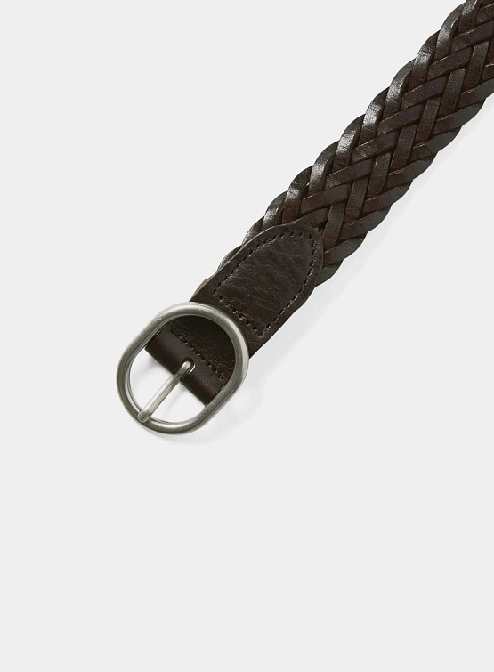 Ремень thisisneverthat Leather Mesh Belt Dark Brown