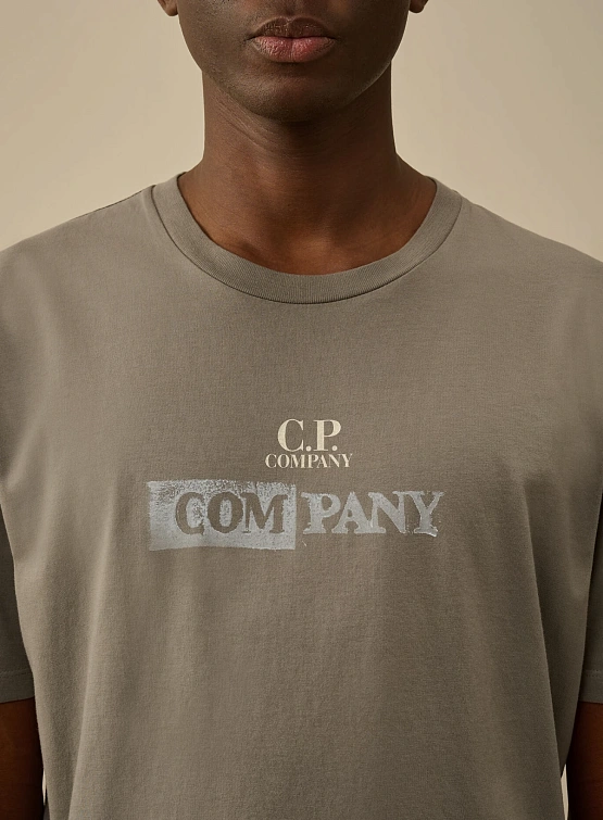 Футболка C.P. Company 24/1 Jersey Logo Smoked Pearl