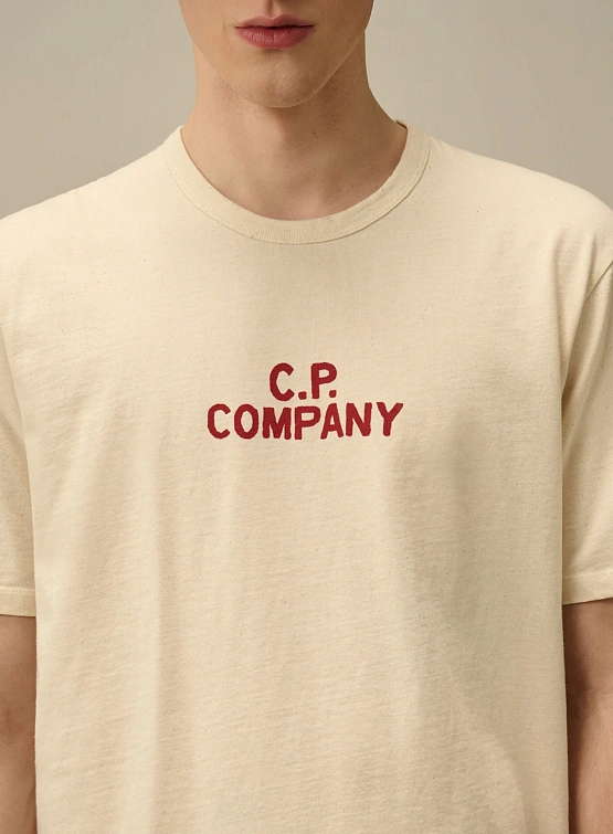 Футболка C.P. Company Natural Jersey Logo Pistachio Shell