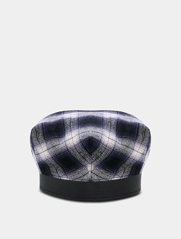Берет JUNTAE KIM Scarf Tie Neck Beret Blue Check