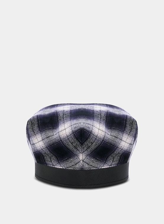 Берет JUNTAE KIM Scarf Tie Neck Beret Blue Check