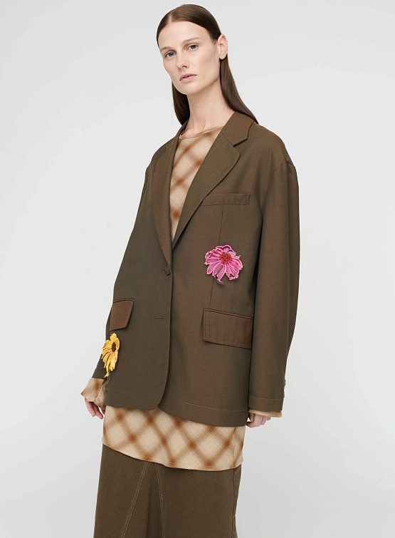 Женский блейзер Song for the Mute "Flower" Square Brown