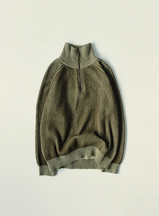 Свитер YESEYESEE Rib Knit Half Zip Up Khaki