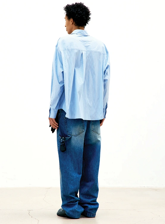 Рубашка COOR Multi-Pin Striped Oversized Shirt Blue