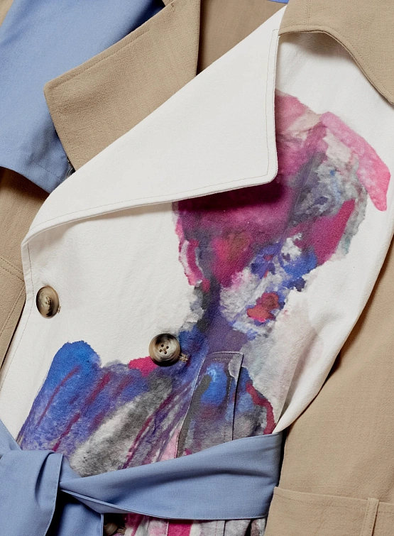 Тренч KidSuper Painted Girl Trench Coat Beige