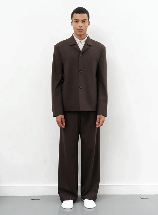 Пиджак AMOMENTO Oversized Wool Jacket Dark Brown