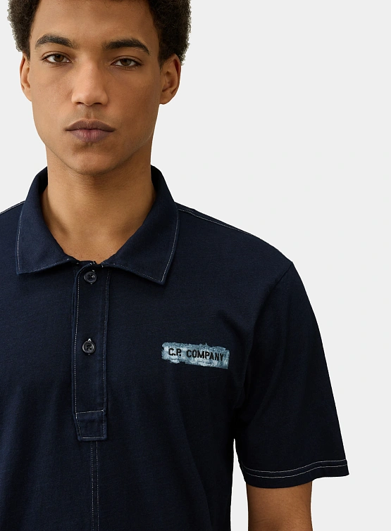 C.P. Company Indigo Jersey Polo Shirt Denim Blue C.P. Company Studio Slow