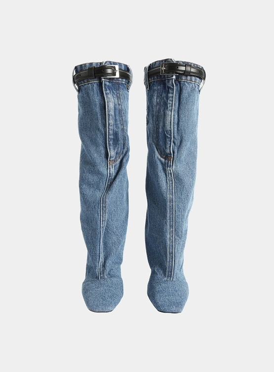 Женские сапоги Coperni Denim Open Knee Bridge Blue