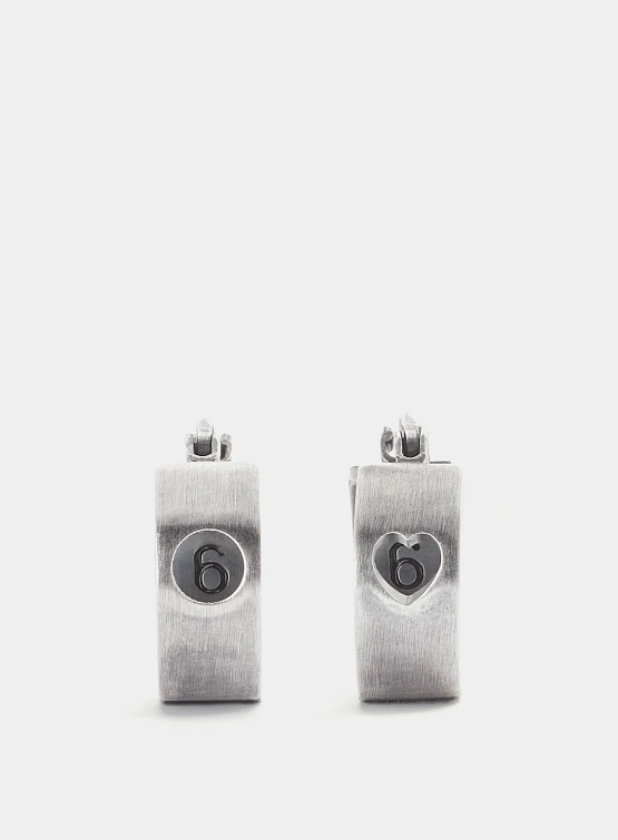 Серьги MM6 Maison Margiela Number Logo Motif Hoop