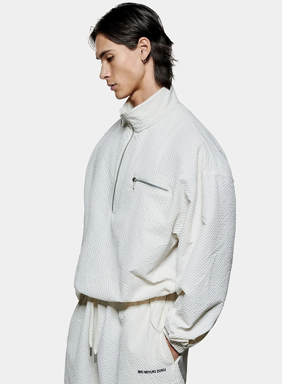 Халф-зип MKI MIYUKI ZOKU Seersucker Quarter Bone