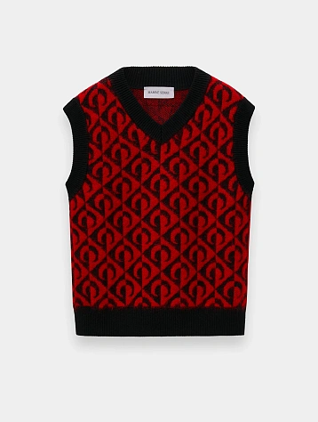 Жилет Marine Serre Moon Lozenge Knit V-Neck Black/Red