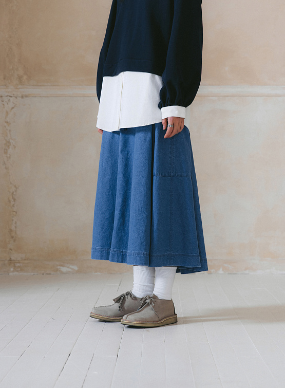 Юбка ANGLAN Belt Bloom Denim Skirt Blue Denim
