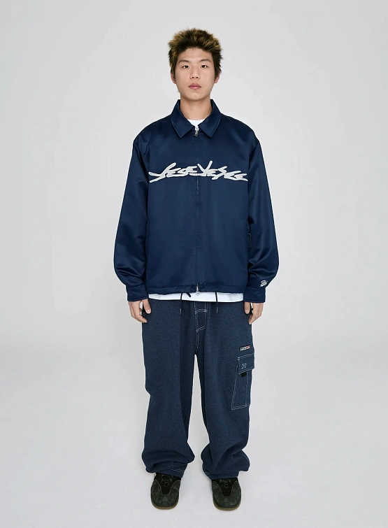 Куртка YESEYESEE Logo Applique Satin Coach Navy
