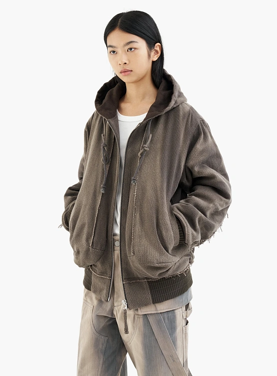 Бомбер JIYONGKIM Sun-Bleached Raw Edged Work Brown