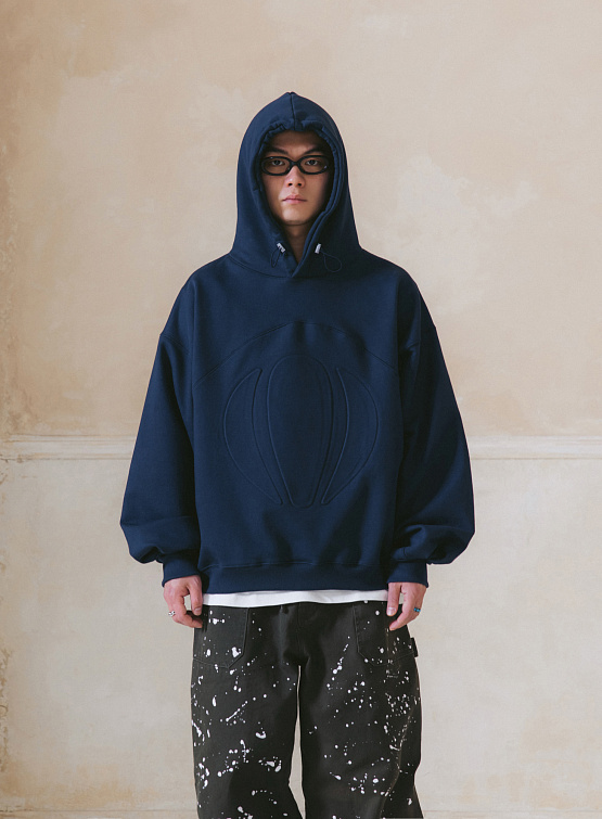 Худи ANGLAN Emboss Balloon Line Hoodie Navy