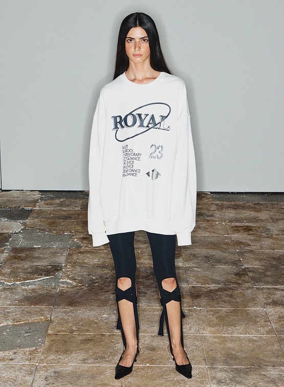 Женский свитшот Open YY Royal Letter Sweatshirt Ivory