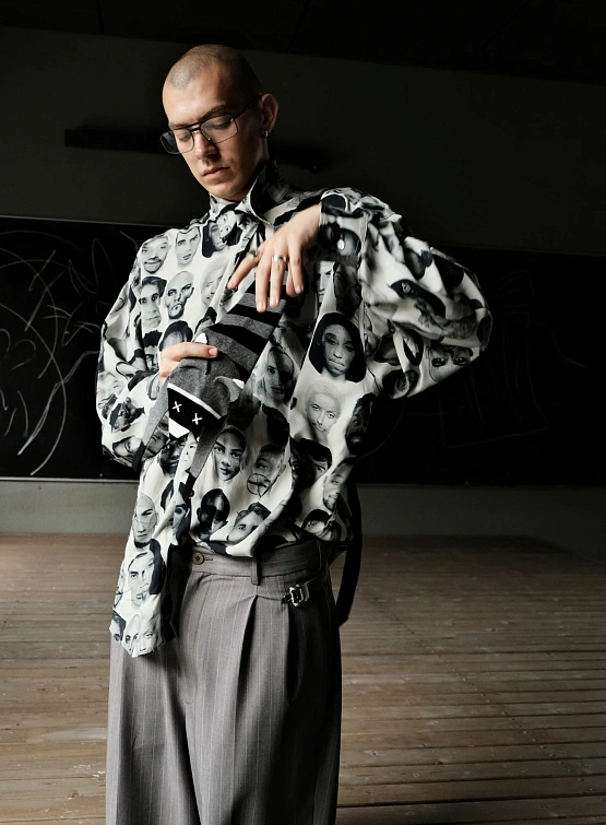 Галстук Charles Jeffrey Loverboy Animal Tie Grey