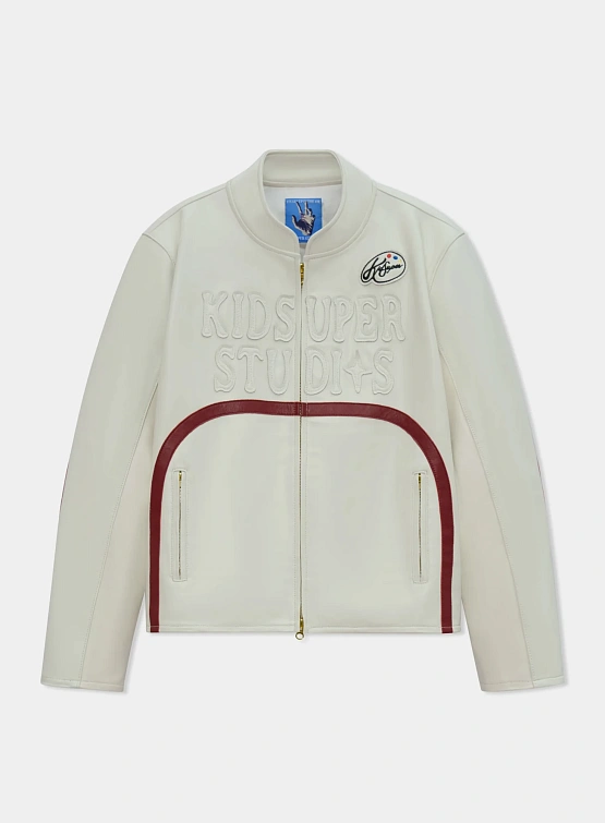 Кожаная куртка KidSuper Paint Palette Moto Jacket Cream