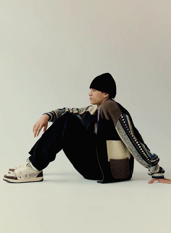 Кардиган YESEYESEE Color Block Croche Knit Zip Up Multi