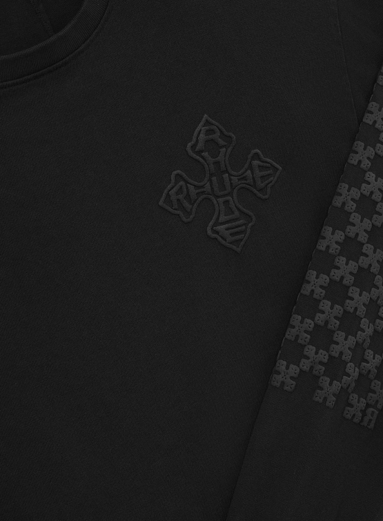 Лонгслив RHUDE Cross Logo Ls Vtg Black/Black