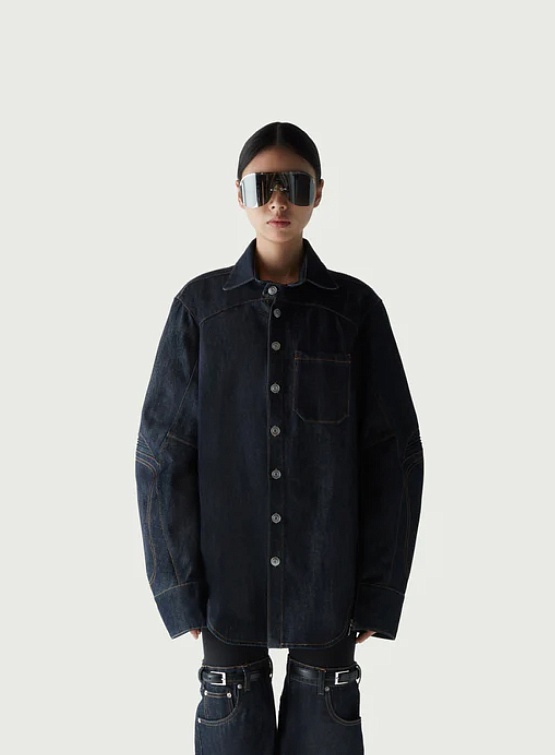 Женский овершот Coperni Denim Moto Shirt Dark Navy