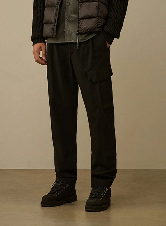 Брюки C.P. Company Wool Gabardine Loose Cargo Black