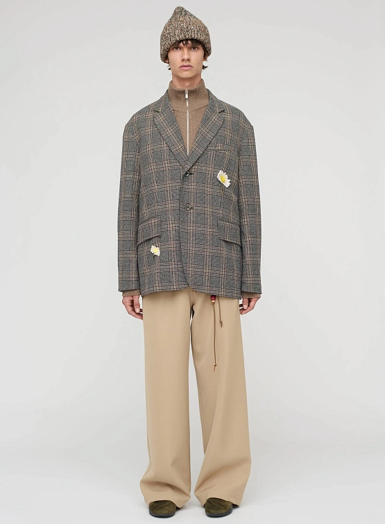 Блейзер Song for the Mute "Flower" Square Melange Twill Check Indigo