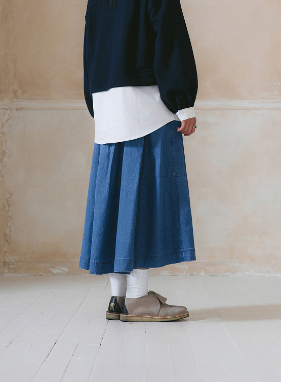 Юбка ANGLAN Belt Bloom Denim Skirt Blue Denim