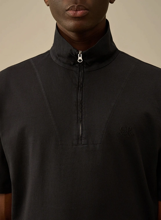 Поло C.P. Company 1020 Jersey Half Zip Total Eclipse Blue