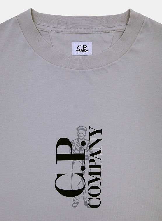 Футболка C.P. Company 30/1 Jersey Logo Blue Fox