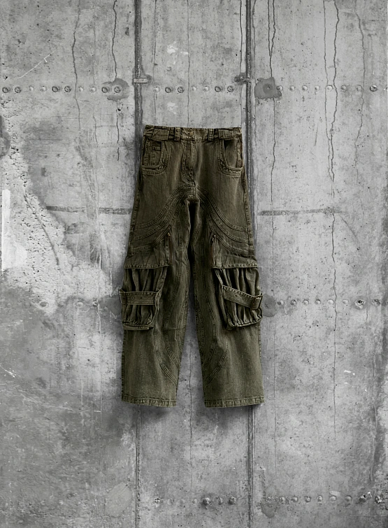 Джинсы NO/FAITH STUDIOS Texture Wave Cargo Grey Khaki