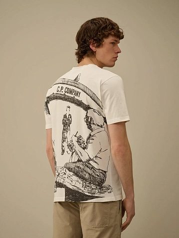 Футболка C.P. Company 24/1 Jersey Artwork Logo Gauze White
