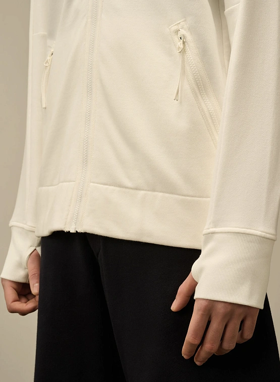 Зип-худи C.P. Company Diagonal Raised Fleece Goggle Gauze White