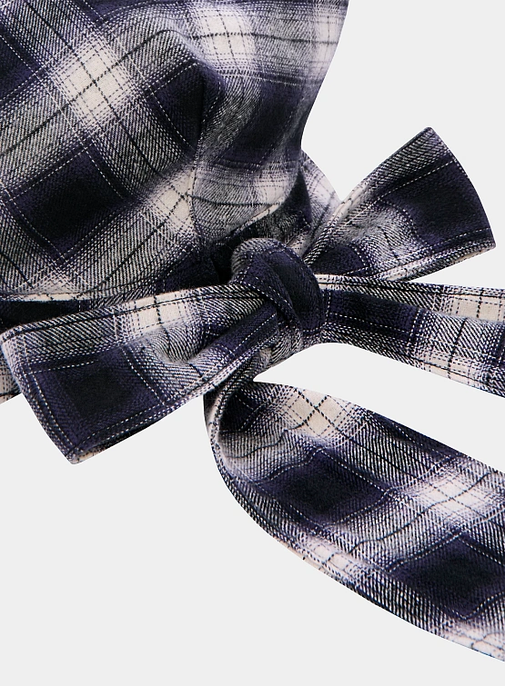Берет JUNTAE KIM Scarf Tie Neck Beret Blue Check