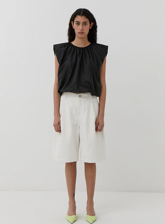 Женские шорты AMOMENTO Cut-Out Pocket Denim Shorts White