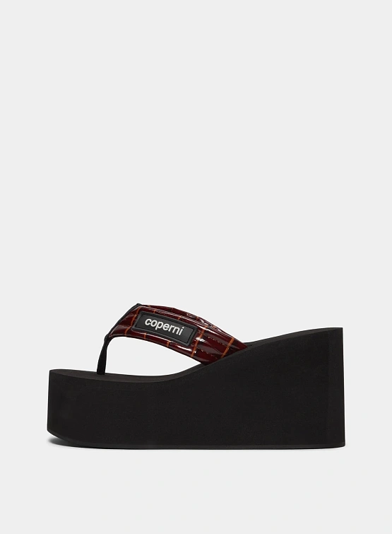Сандалии Coperni Branded Wedge Sandal Black/Brown