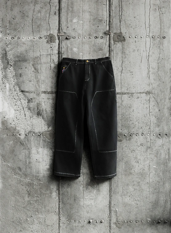 Брюки KidSuper Messy Stitched Work Pants Black