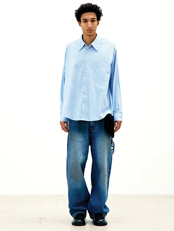 Рубашка COOR Multi-Pin Striped Oversized Shirt Blue